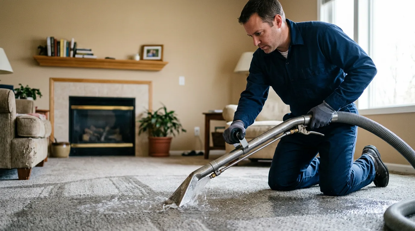 Water damage restoration technician working near Doylestown, OH